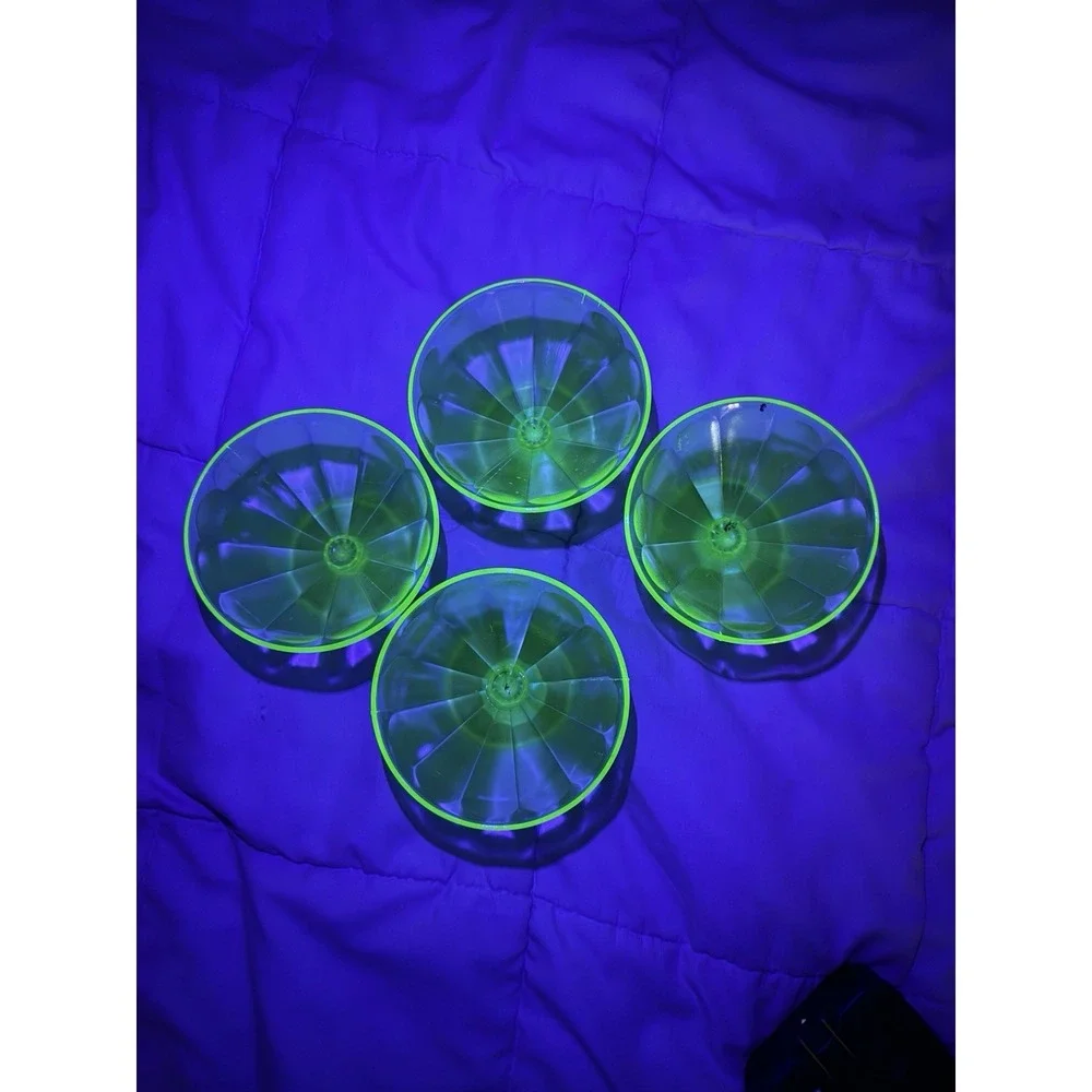 Vintage Depression Green Uranium Glass Fluted Sherbet 2.75
